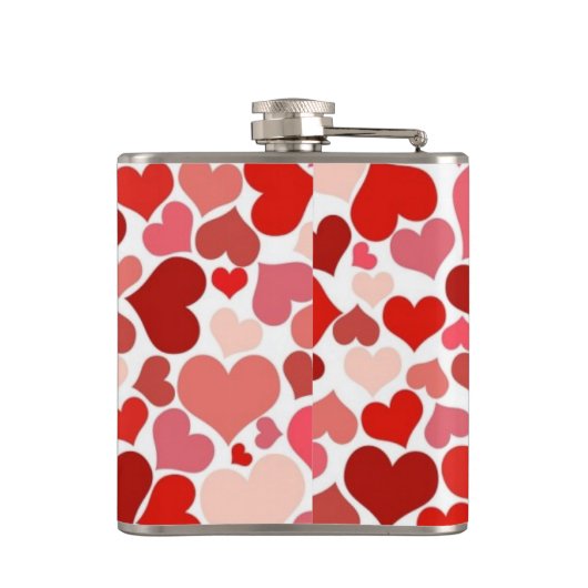 Red and Pink Hearts Mosaic Pattern フラスク (裏面)