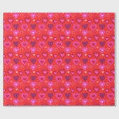 Red and Pink Hearts Romantic Valentine's ラッピングペーパー (フラット)