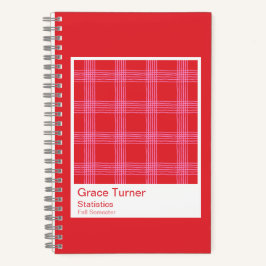 Red and Pink Illustrated Plaid Notebook ノートブック