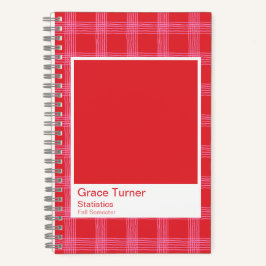 Red and Pink Illustrated Plaid Notebook ノートブック