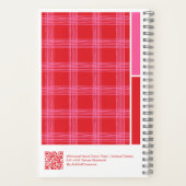 Red and Pink Illustrated Plaid Vertical Palette ノートブック (裏面)