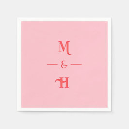 Red and Pink Minimalist Monogram Wedding Party スタンダードカクテルナプキン