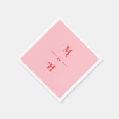 Red and Pink Minimalist Monogram Wedding Party スタンダードカクテルナプキン (角)