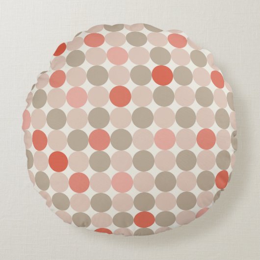 Red and pink Scandinavian Circles Round Pillow ラウンドクッション (正面)