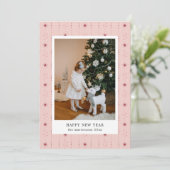 Red And Pink Stars Wallpaper Photo Holiday Card シーズンカード (スタンド正面)