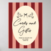 Red and Pink Striped “Cards and Gifts” Wedding ポスター (正面)