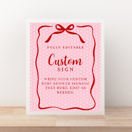 Red and Pink Valentines Baby Shower Custom Sign ポスター
