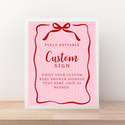 Red and Pink Valentines Baby Shower Custom Sign ポスター