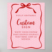 Red and Pink Valentines Baby Shower Custom Sign ポスター (正面)