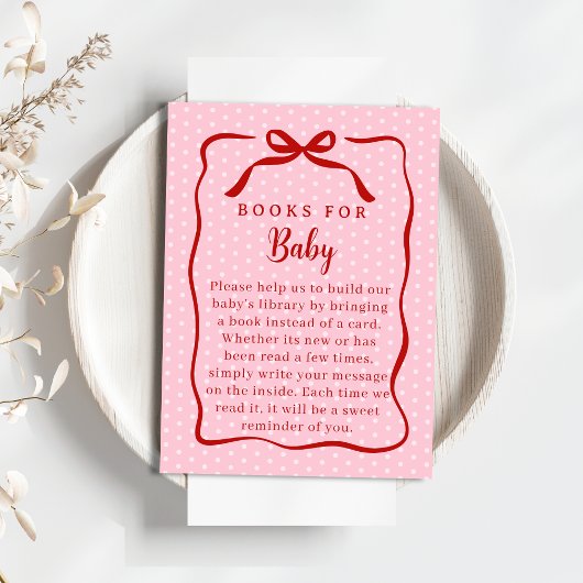 Red and Pink Valentines Books For Baby Shower エンクロージャーカード