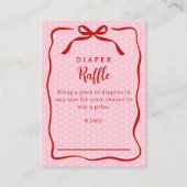 Red and Pink Valentines Diaper Raffle Baby Shower エンクロージャーカード (正面)