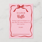 Red and Pink Valentines Diaper Raffle Baby Shower エンクロージャーカード (正面)