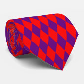 Red and Purple Harlequin Checkered Design  ネクタイ (ロール)