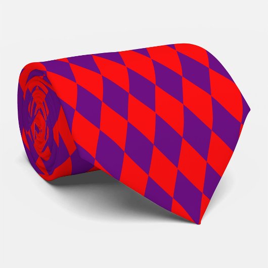 Red and Purple Harlequin Checkered Design  ネクタイ