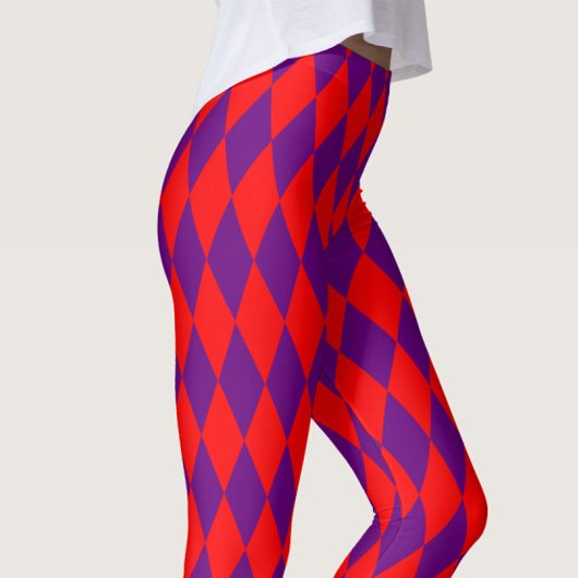 Red and Purple Harlequin Checkered Design  レギンス