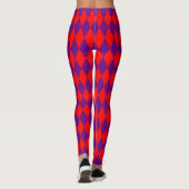 Red and Purple Harlequin Checkered Design  レギンス (裏面)