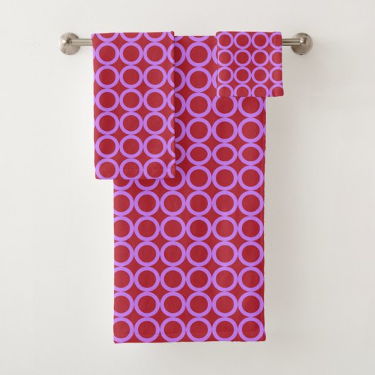 Red and Purple Modern Art Pattern Towel Set バスタオルセット (インサイチュ)