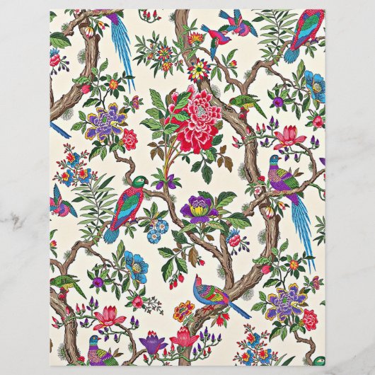 Red and purple vintage birds origami paper (正面)