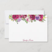 Red and purple watercolor flowers personalized  ノートカード (正面)