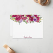 Red and purple watercolor flowers personalized  ノートカード (正面/裏面インサイチュ)