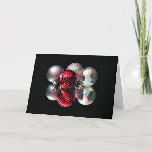 Red and silver Christmas ball Card シーズンカード (正面)