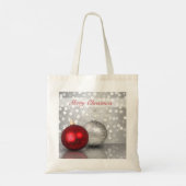 Red and Silver Christmas Tree Balls Exquisite トートバッグ (裏面)