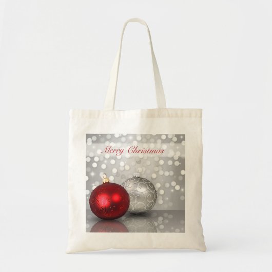 Red and Silver Christmas Tree Balls Exquisite トートバッグ (正面)