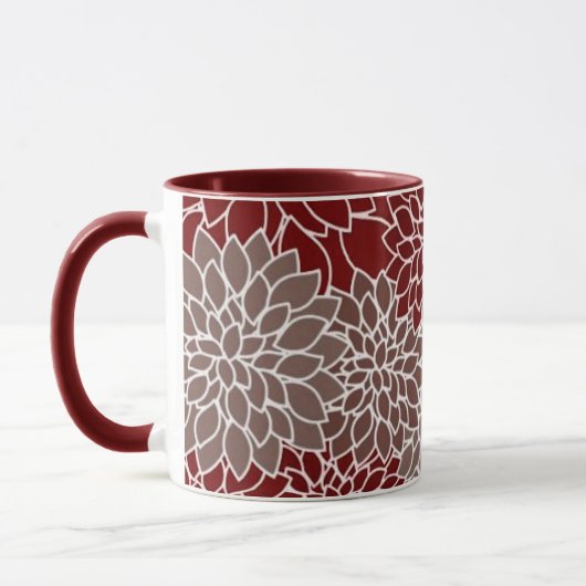Red and silver dahlias マグカップ (左)
