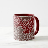 Red and silver dahlias マグカップ (正面右)