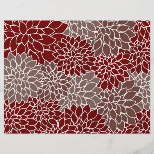 Red and silver dahlias origami paper (正面)