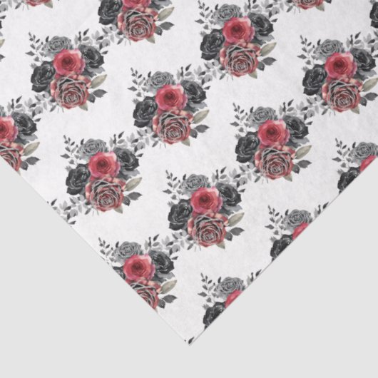 Red and Silver Elegant Flowers 薄葉紙 (詳細)