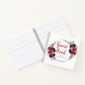 Red and Silver Elegant Flowers Birthday Guest Book ノートブック (内部)