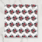 Red and Silver Elegant Flowers Birthday Party フェイバータグ (裏面)