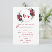 Red and Silver Elegant Flowers Sweet Sixteen 出欠カード (スタンド正面)