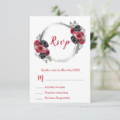 Red and Silver Elegant Flowers Sweet Sixteen 出欠カード (スタンド正面)