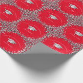 Red and Silver Graduation ラッピングペーパー (角)