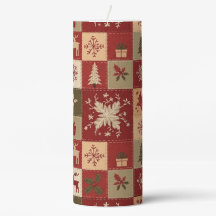 RED AND TAN WINTER HOLIDAY PATCHWORK LOOK