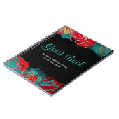 Red and Teal Blue Alcohol Ink Birthday Guest Book ノートブック (左側)