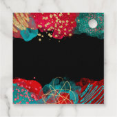 Red and Teal Blue Alcohol Ink Birthday Party フェイバータグ (裏面)