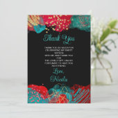 Red and Teal Blue Alcohol Ink Sweet Sixteen サンキューカード (スタンド正面)