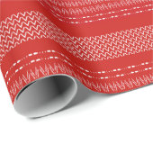 Red And White African Pattern Wrapping Paper ラッピングペーパー (ロールコーナー)