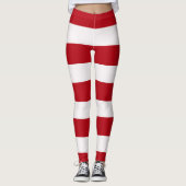 Red and White Awning Stripes レギンス (正面)