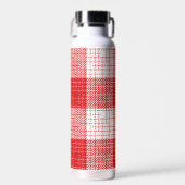 Red and White Bold Checkered Plaid Design  ウォーターボトル (正面)