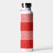 Red and White Bold Checkered Plaid Design  ウォーターボトル (右面)