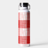 Red and White Bold Checkered Plaid Design  ウォーターボトル (背面)