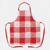 Red and White Bold Checkered Plaid Design  エプロン (正面)