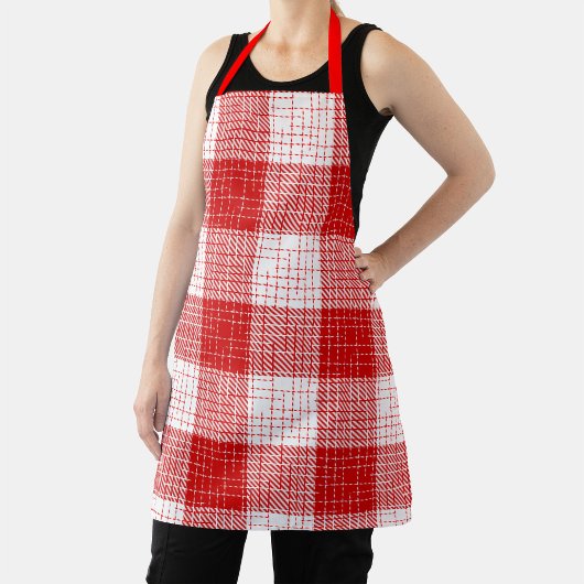 Red and White Bold Checkered Plaid Design  エプロン