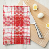 Red and White Bold Checkered Plaid Design  キッチンタオル (四つ折り)