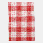 Red and White Bold Checkered Plaid Design  キッチンタオル (縦)