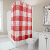Red and White Bold Checkered Plaid Design シャワーカーテン (インサイチュ)